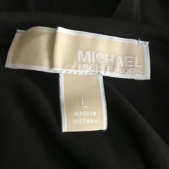 #1 Michael Kors Black Dress w/Shoestring X's on Shoulder Large - Picture 12 of 12